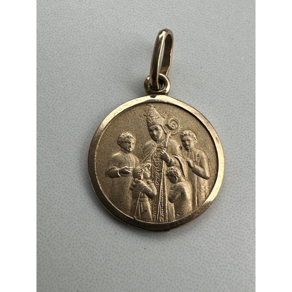 10k Yellow Gold Ricordo Della Cresima Confirmation Religious Medal Pendant 1.0g